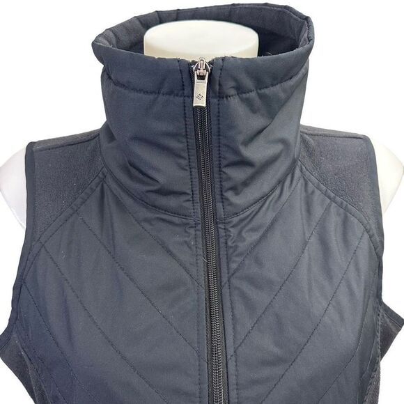 COLUMBIA woMens Black lightweight Fleece & softshell zip puffer vest medium - Picture 2 of 8